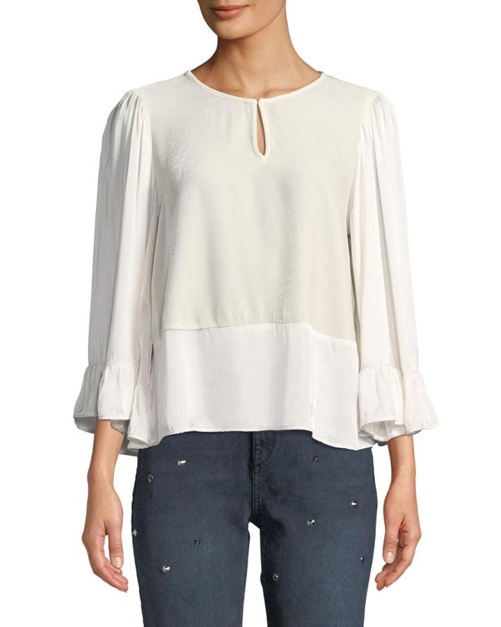 Velvet-front Scoop-neck