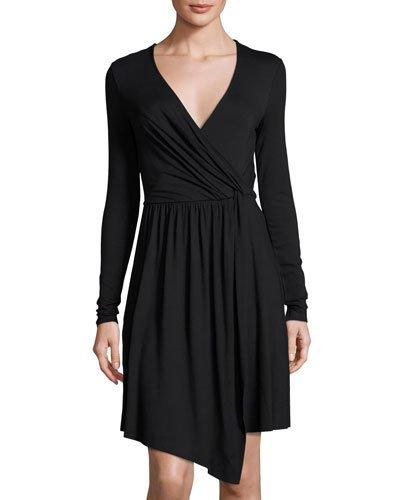 Gabriella Faux-wrap Jersey Dress, Black