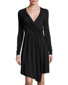 Gabriella Faux-wrap Jersey Dress, Black