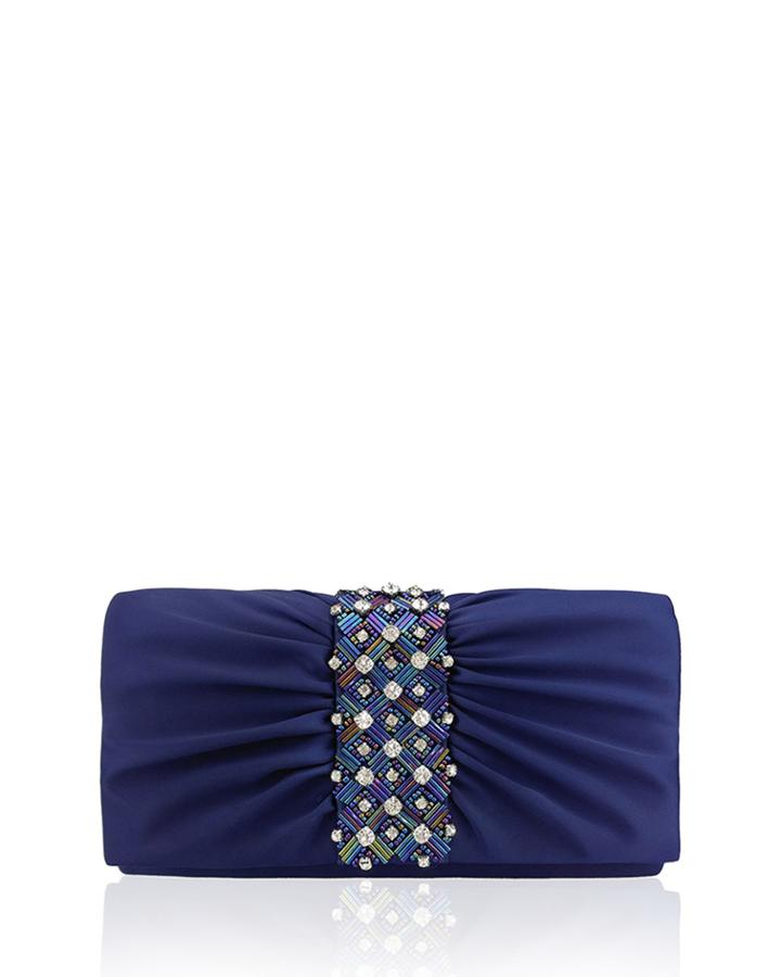 Shirred Fabric Beaded Clutch Bag