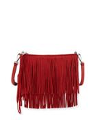 Finn Fringe Suede Crossbody Bag, Dragon Fruit