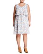 Lane Floral-print Tiered-chiffon V-neck Dress,