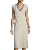 Cashmere Monili-beaded Sleeveless Dress