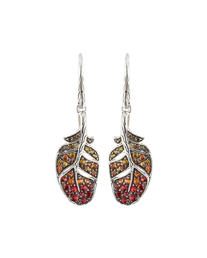 Classic Chain Mixed Sapphire Feather Earrings