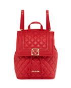 Napa Quilted Faux Backpack, Red