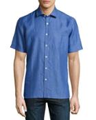 Short-sleeve Linen Sport Shirt, Night