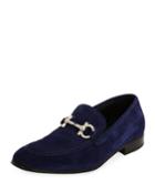 Men's Suede Gancini Loafer, Ultra Blue