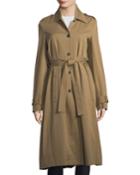 Pleated-back Cotton Trench Coat