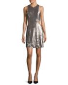 Sequined V-neck Cutout Cocktail Dress