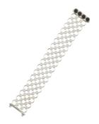 Dot Silver Lava Chainmail Bracelet W/ Black Sapphire Pave,