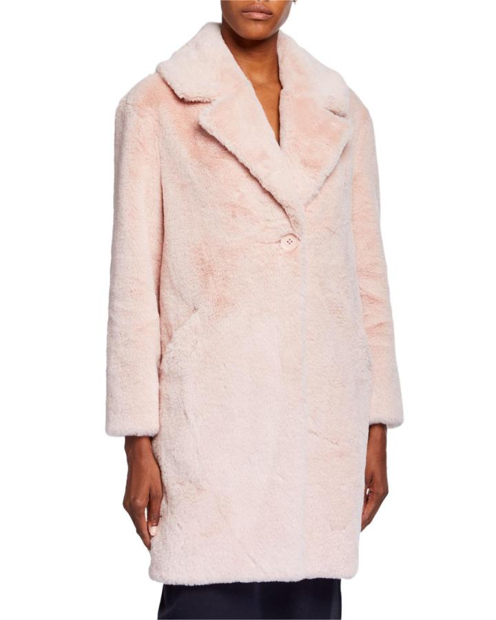 Plush Faux Fur Coat, Pink