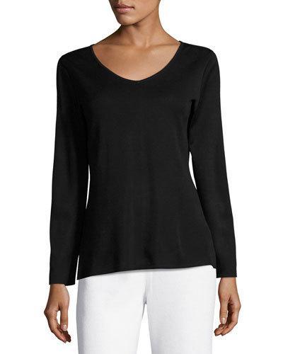 Long-sleeve Scoop-neck Knit Top