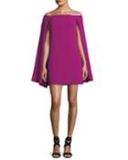 Crepe Off-the-shoulder Cape Dress