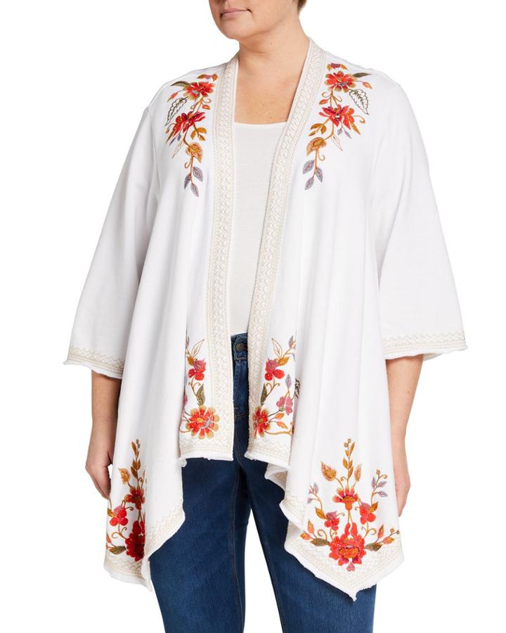 Plus Size Violette Drape Embroidered Cardigan