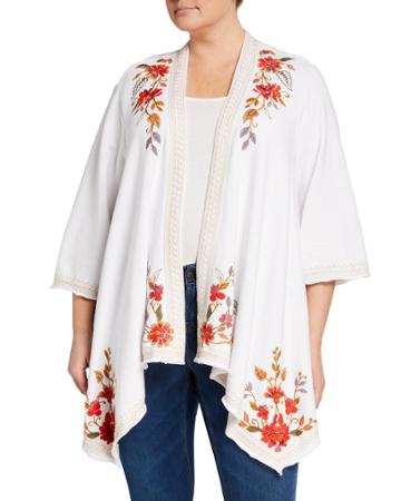 Plus Size Violette Drape Embroidered Cardigan