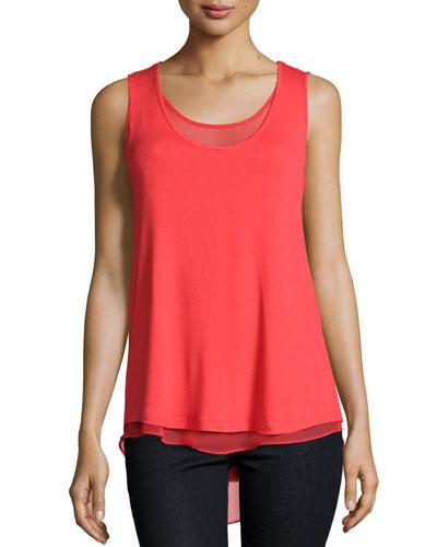 Scoop-neck Double Layer Tank, Red