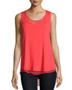Scoop-neck Double Layer Tank, Red