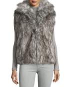 Faux-fur Oversized Vest, Silver Fox-color