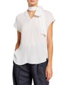 Cap-sleeve Crepe Georgette Blouse W/