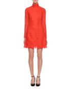 Mock-neck Long-sleeve A-line Mini