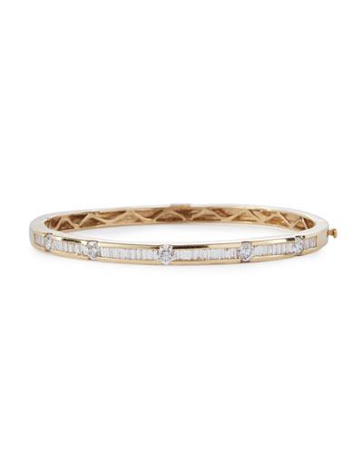 14k Mixed-cut Diamond Bangle Bracelet