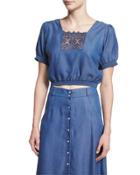Solstiss Short-sleeve Blouse, Blue
