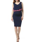 Maternity/nursing Midi Dress W/ Popover Detail