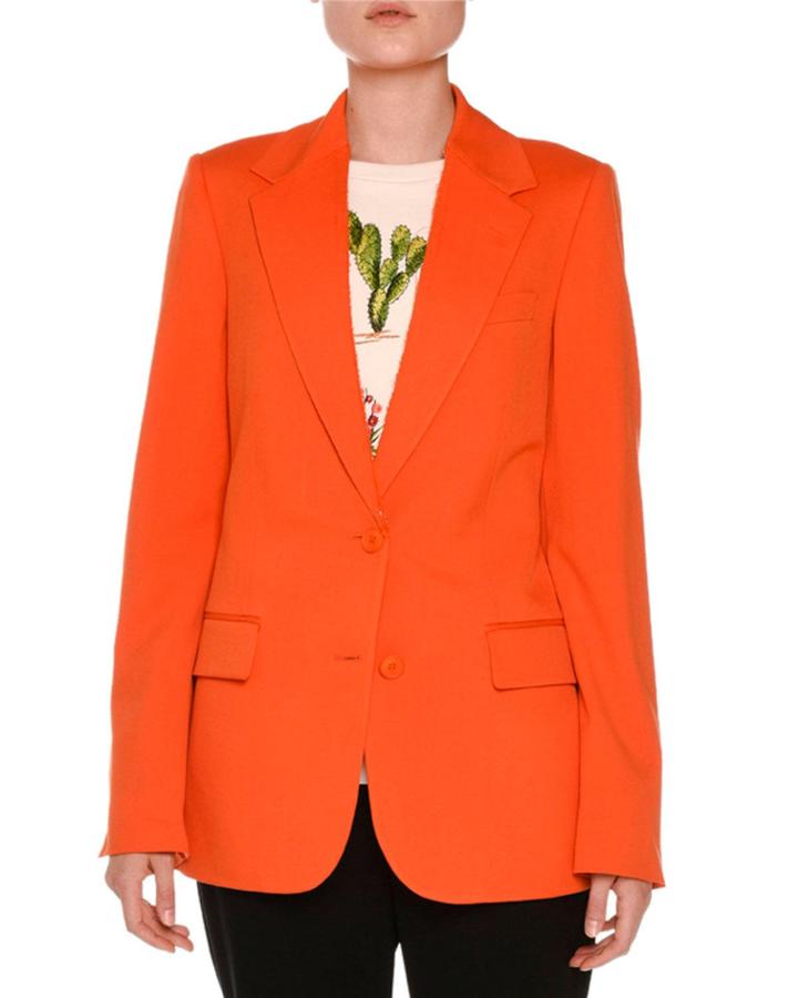 Frayed Notch-collar Two-button Blazer