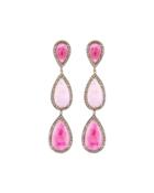 Glass Ruby & Diamond Teardrop Earrings