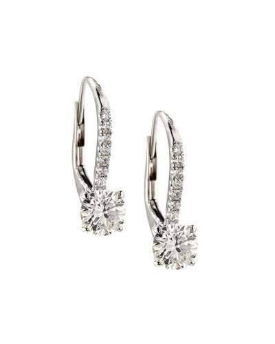 18k White Gold Diamond Drop Earrings,
