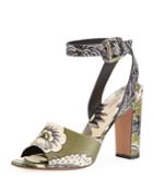 Mixed-print Leather