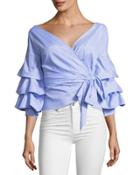 Modern Vintage Grid Wrap Top