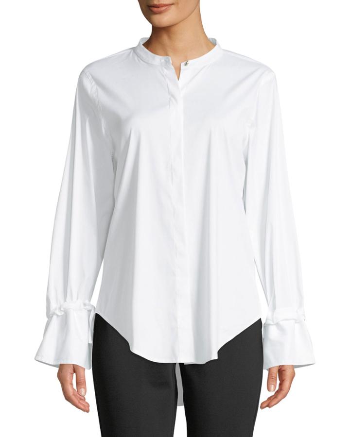 Button-down Flare-sleeve Blouse