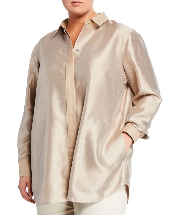 Carlisle Button-down Silk Blouse,