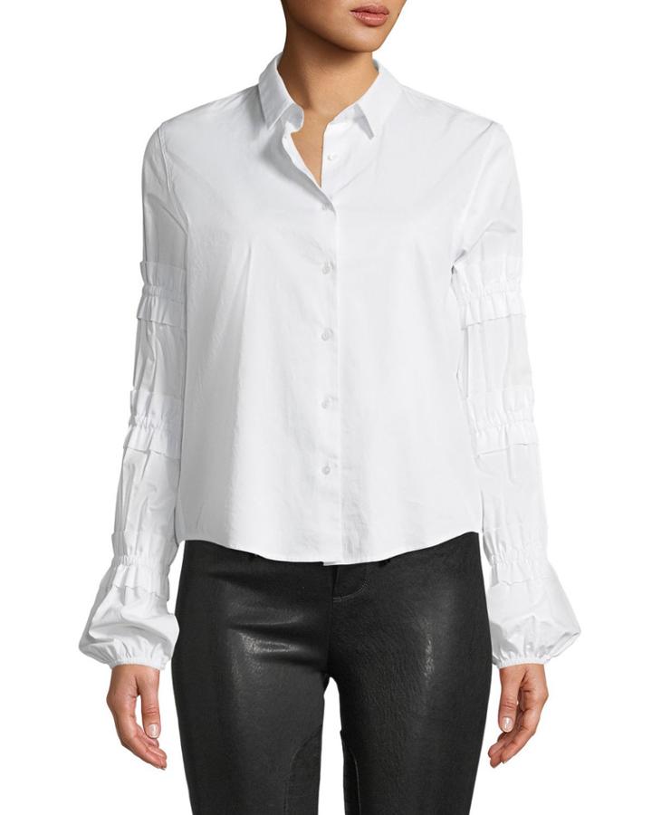 Andriel Button-front Ruffle Cotton