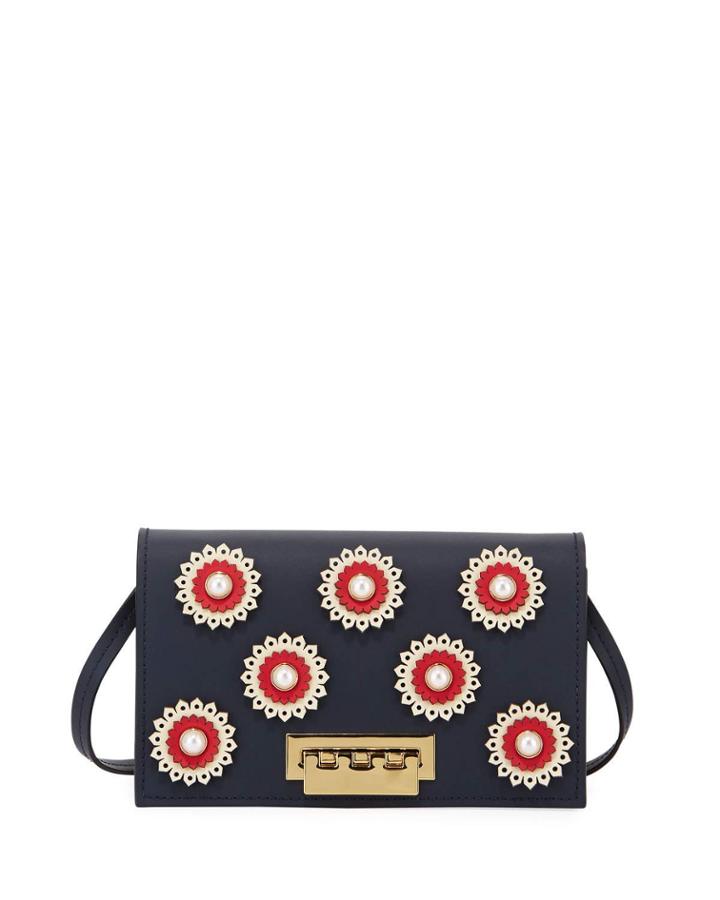 Earthette Floral Studded Crossbody Bag, Blue