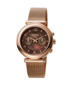 Women's 36mm Stainless Steel Day/date Watch With Bracelet, Rose/brown