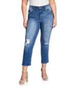 Plus Size High-rise Grommet Straight-leg Cropped Jeans