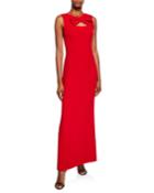 Keyhole & Bow Sleeveless Column Gown