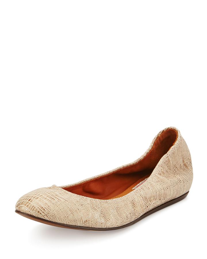 Lanvin Lizard-embossed Ballerina Flat, Gold, Women's, Size: