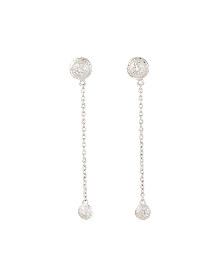 18k White Gold Delicate Diamond Long Drop Earrings