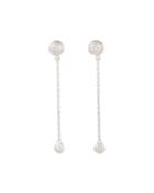 18k White Gold Delicate Diamond Long Drop Earrings