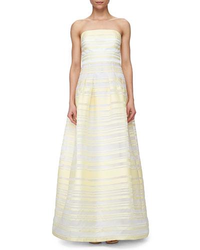Sheer & Solid Striped Ball Gown
