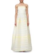 Sheer & Solid Striped Ball Gown