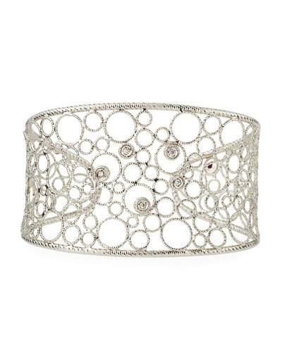Bollicine 18k White Gold Cuff W/ Diamonds,