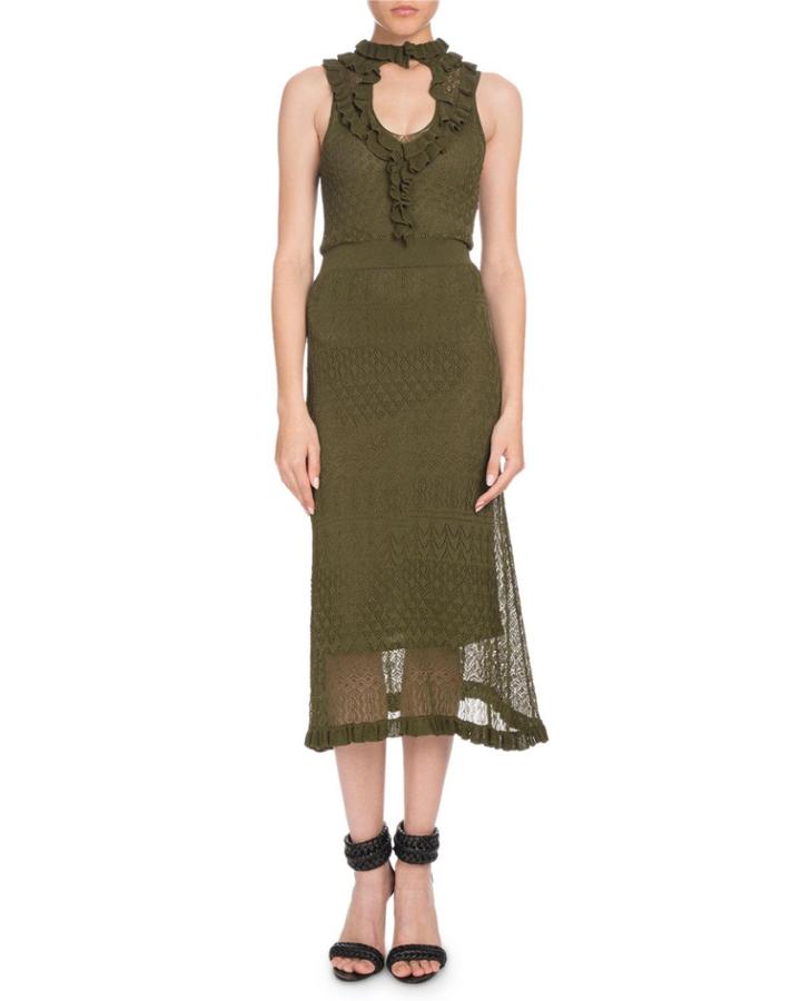 Butterfield Sleeveless Ruffled Pointelle Knit
