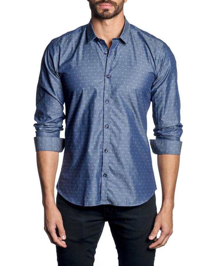 Men's Printed Long-sleeve Button-down Cotton