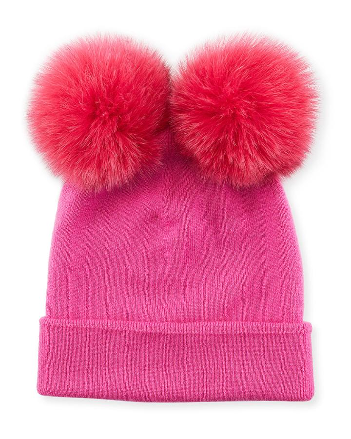 Double Fur Pompom Beanie