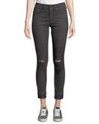 Devi Distressed Mid-rise Authentic Skinny Jeans, Gray