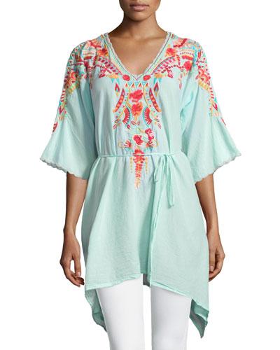 Cleopatra Embroidered V-neck Tunic,